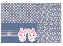 Jersey - Panel Hase Kaninchen blau